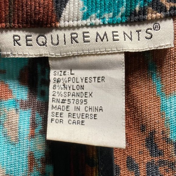 VINTAGE Requirements Corduroy Abstract Art Shacket Jacket Teal Aqua Womens Large - Picture 13 of 14